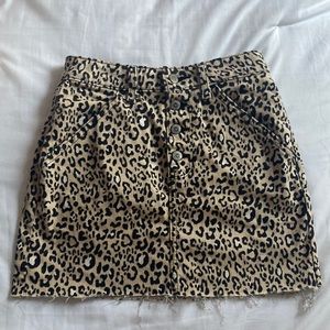 Hollister Cheetah Print Jean Skirt